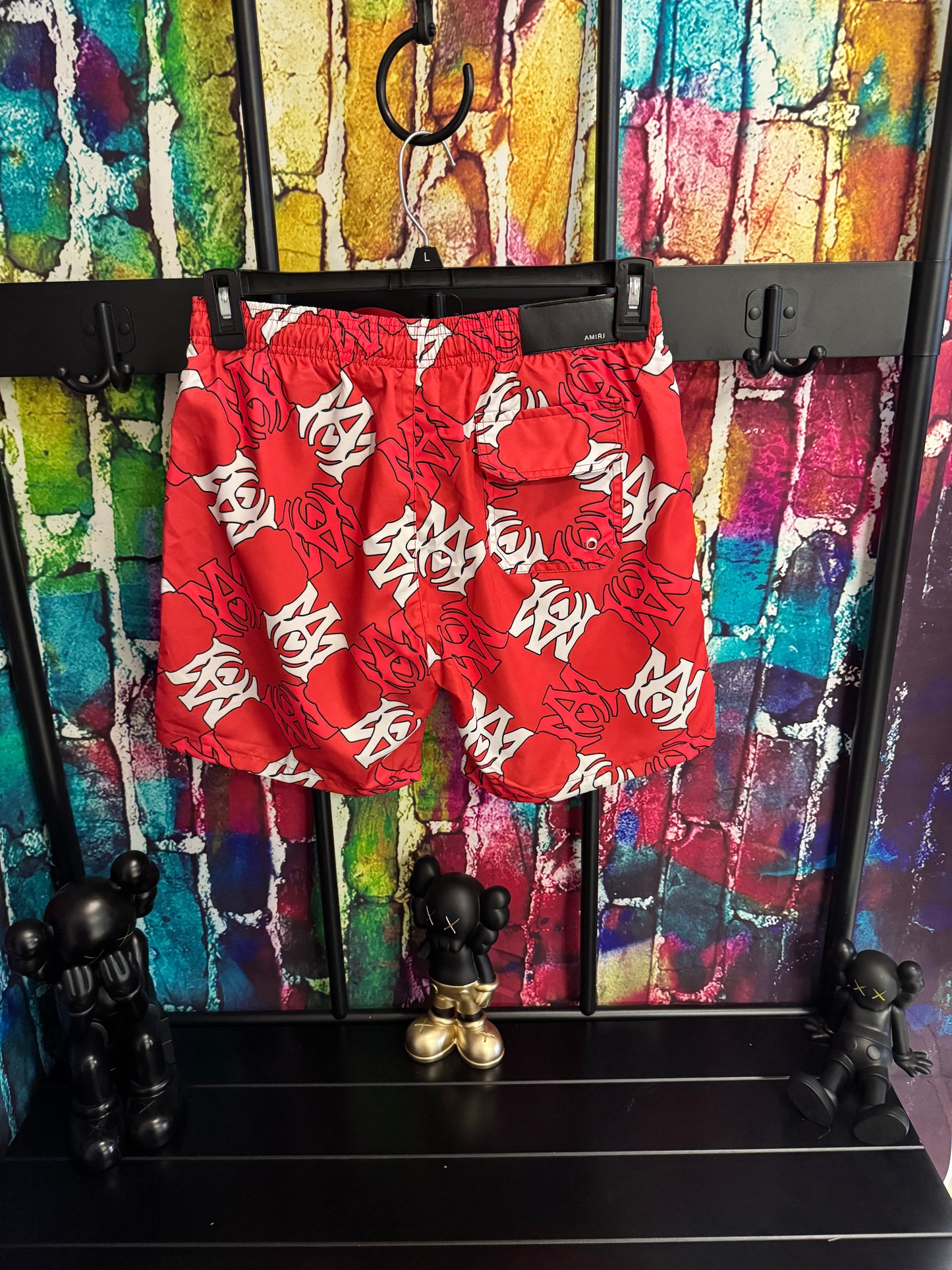 Amiri red swim shorts trunks