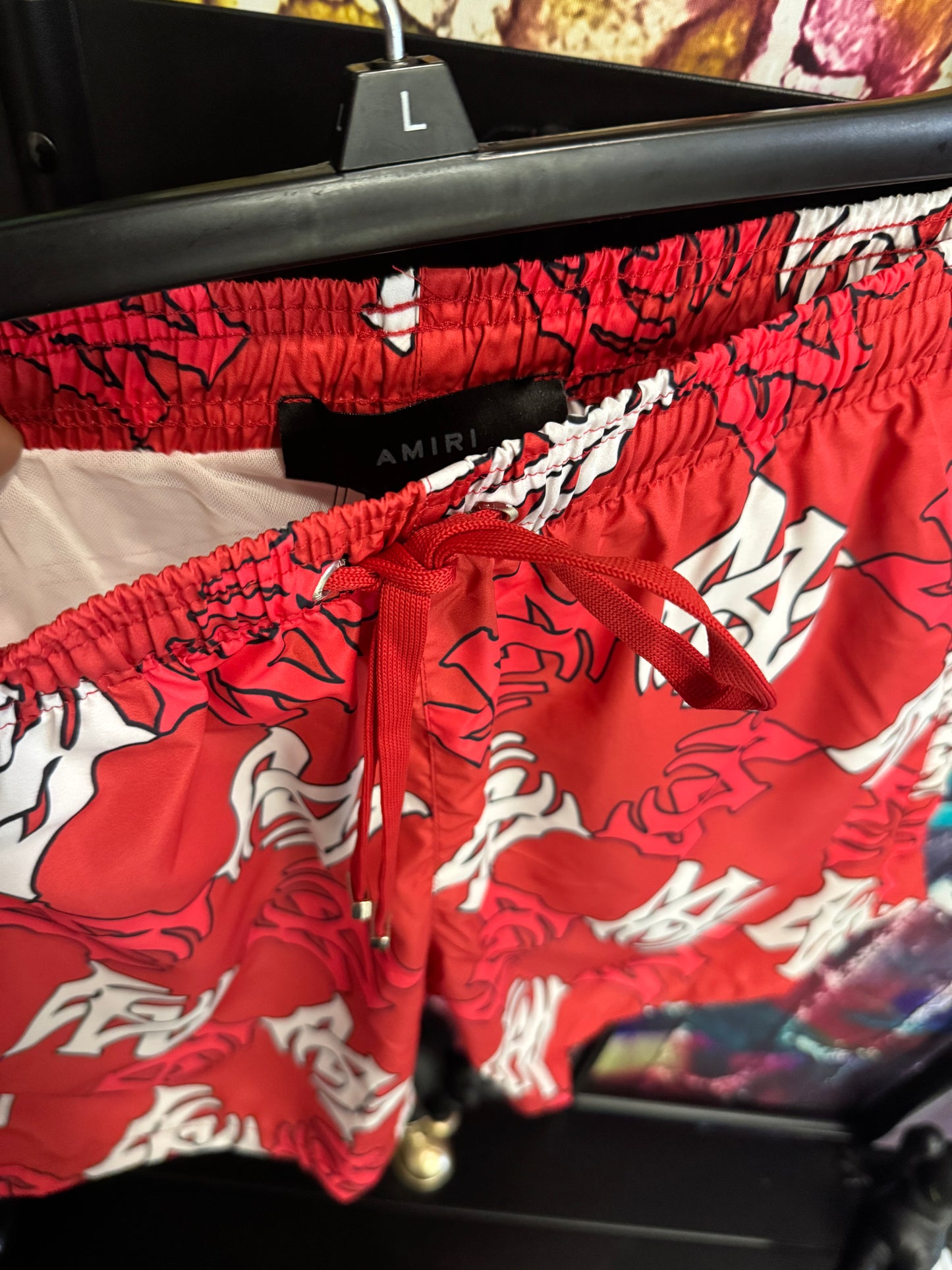 Amiri red swim shorts trunks