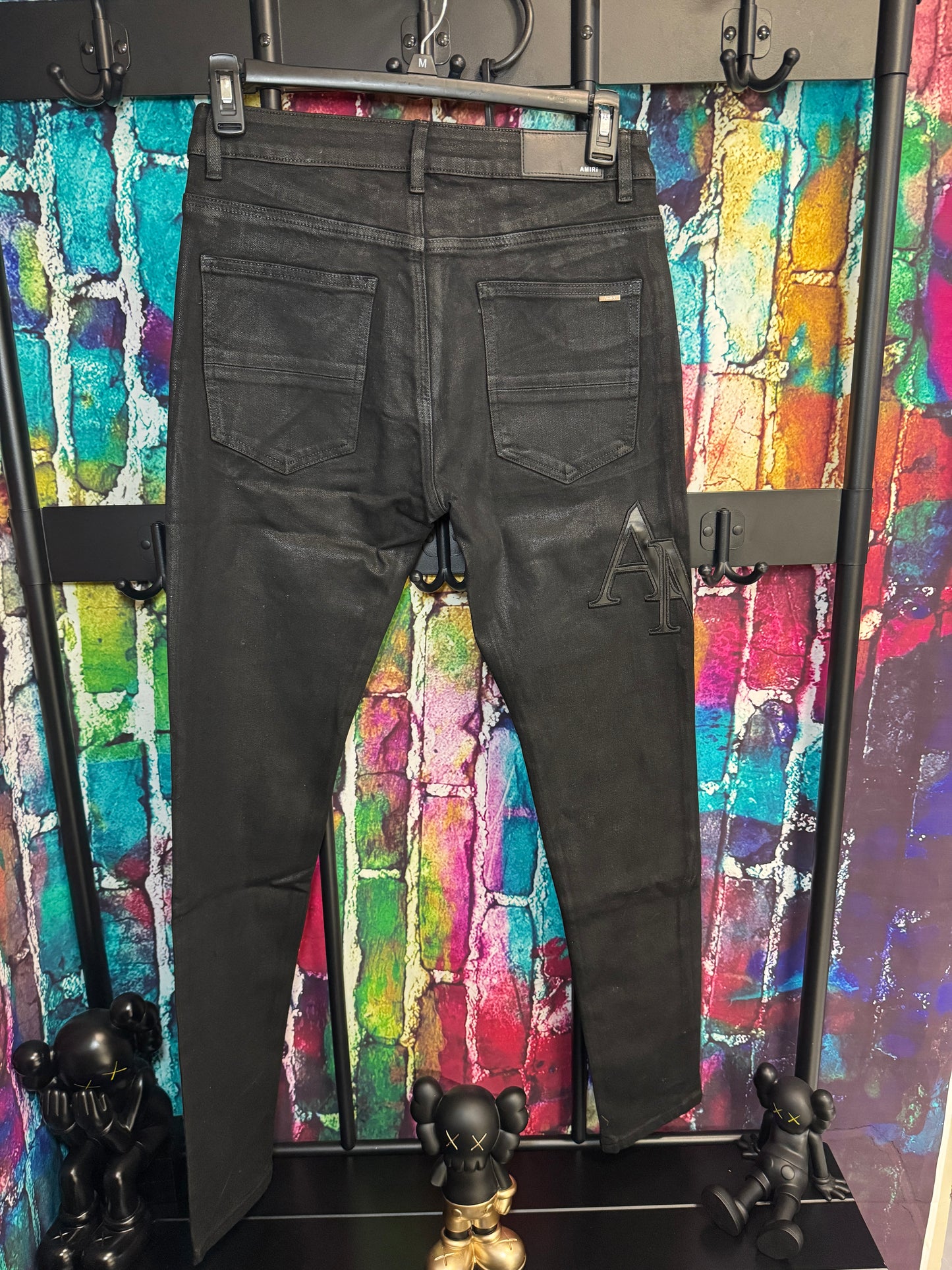 Amiri jeans black on black leather