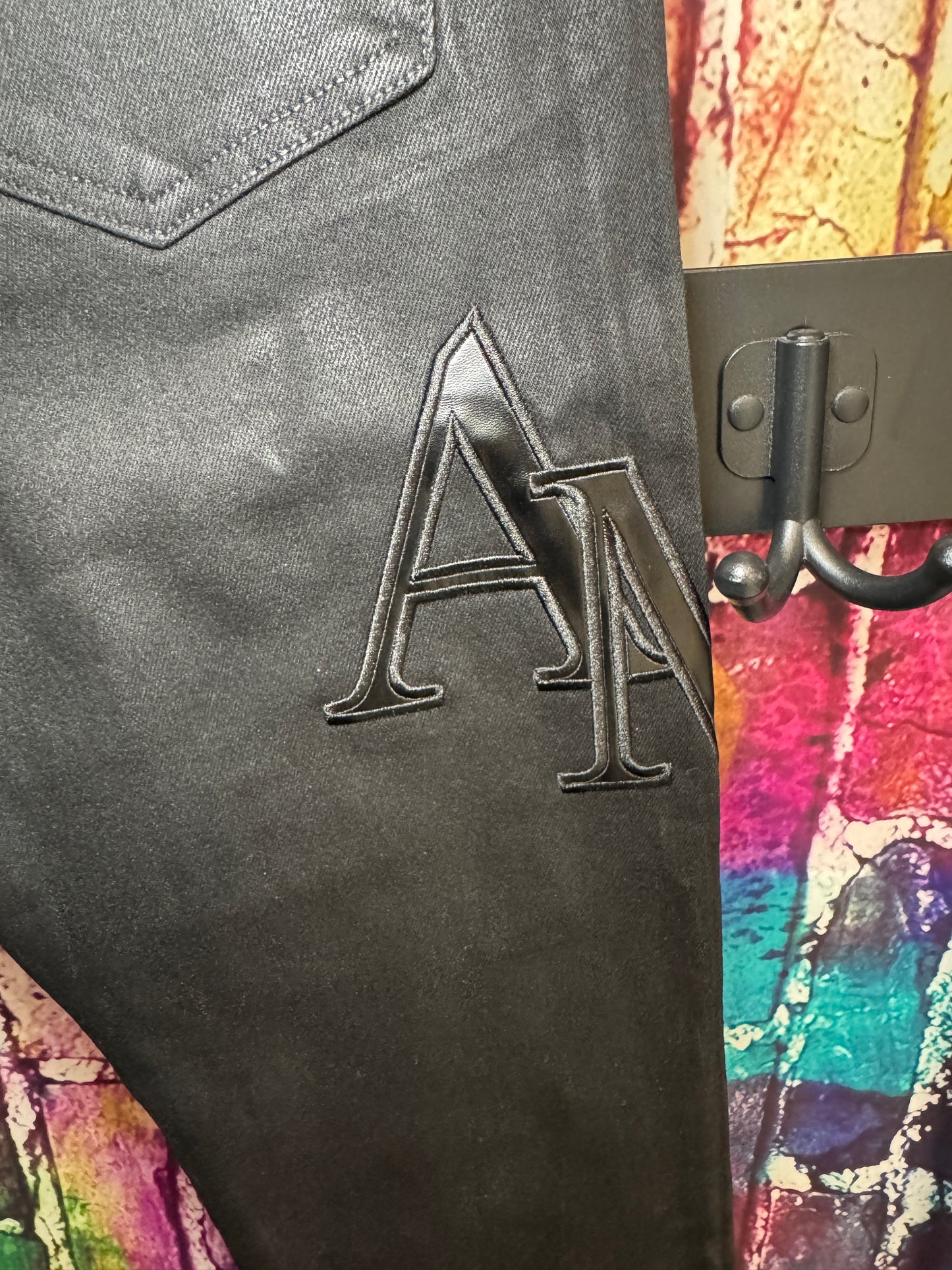 Amiri jeans black on black leather