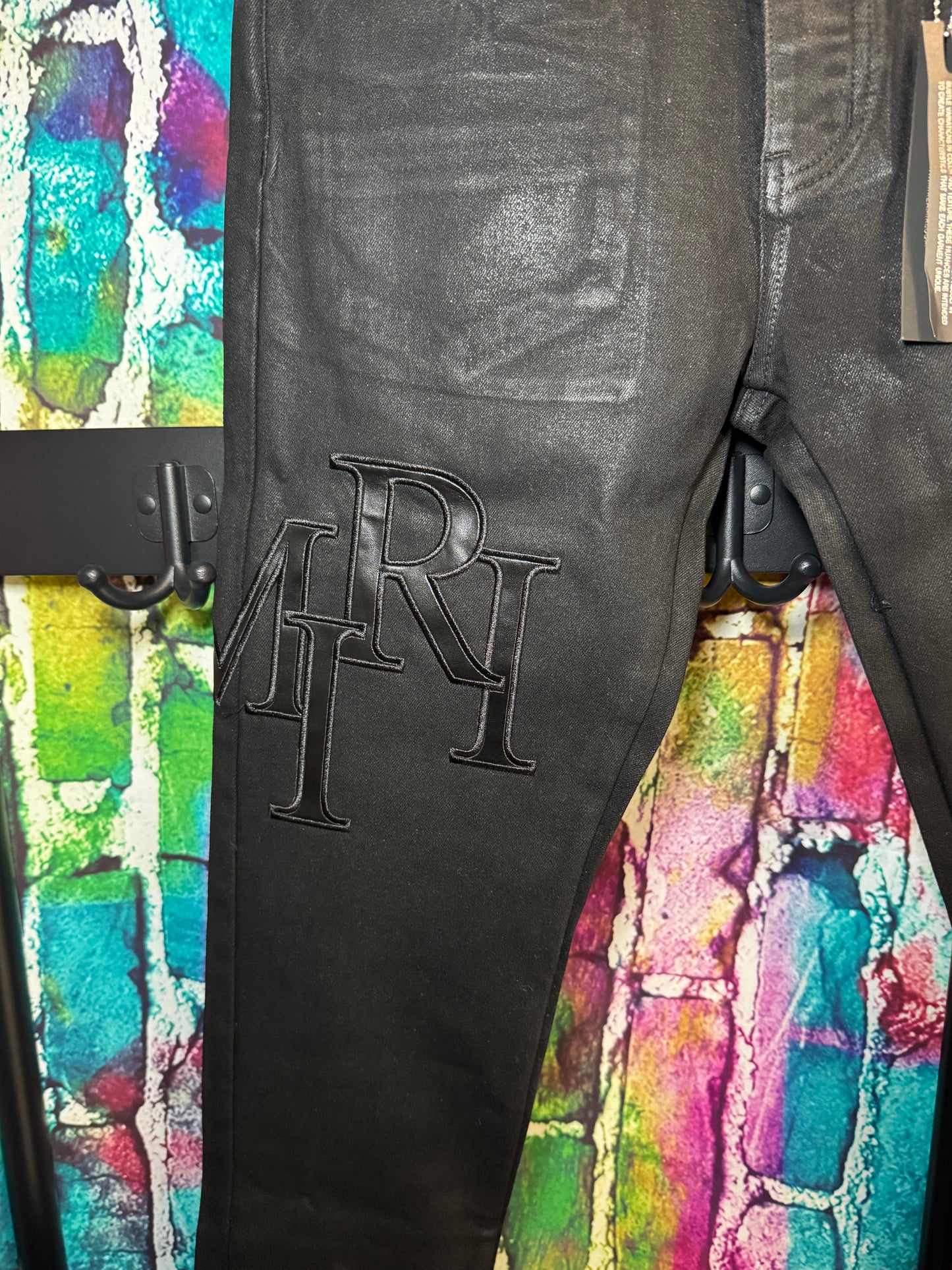 Amiri jeans black on black leather