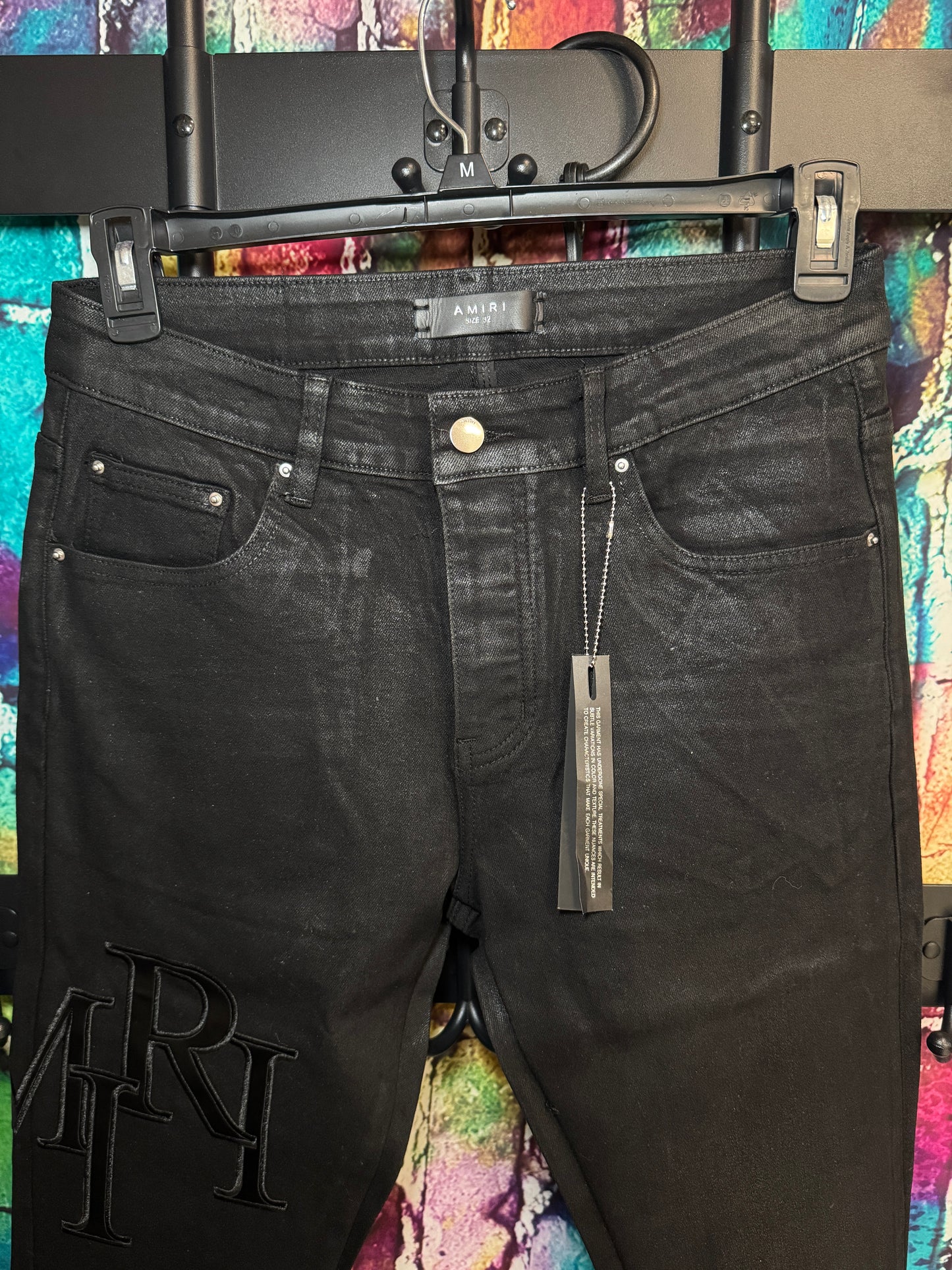 Amiri jeans black on black leather
